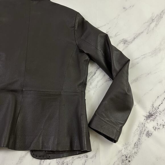 More & More Womens Vintage Y2k Leather Jacket Size 38 M Dark Brown Blazer - Picture 10 of 12